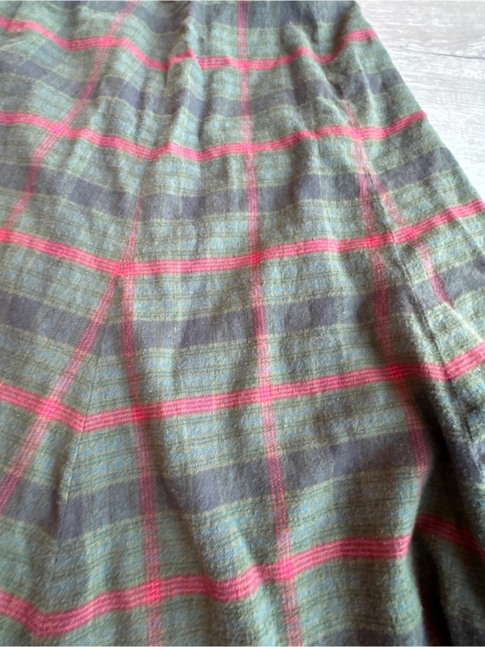 J Peterman Plaid Flannel Maxi Skirt w/ Lace Hem sz 10 - Picture 6 of 8